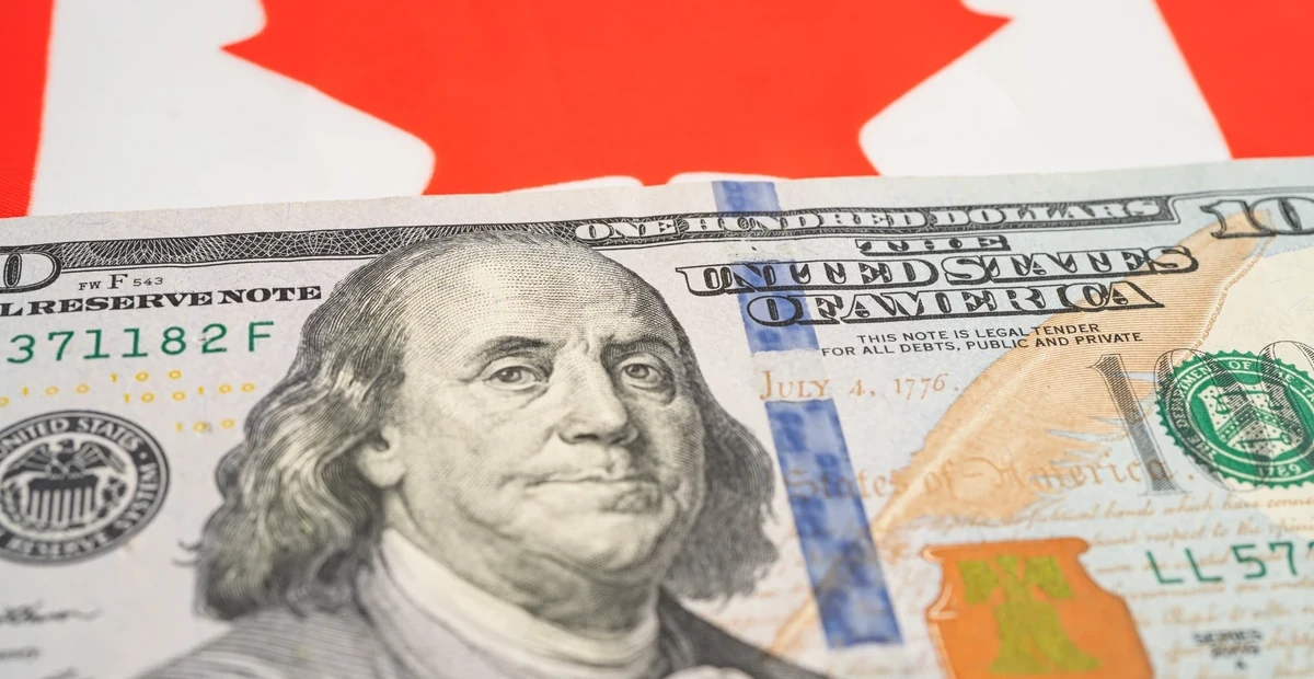 US dollar banknote with a Canadian flag representing proof of funds for a Canada visitor visa from the UAE